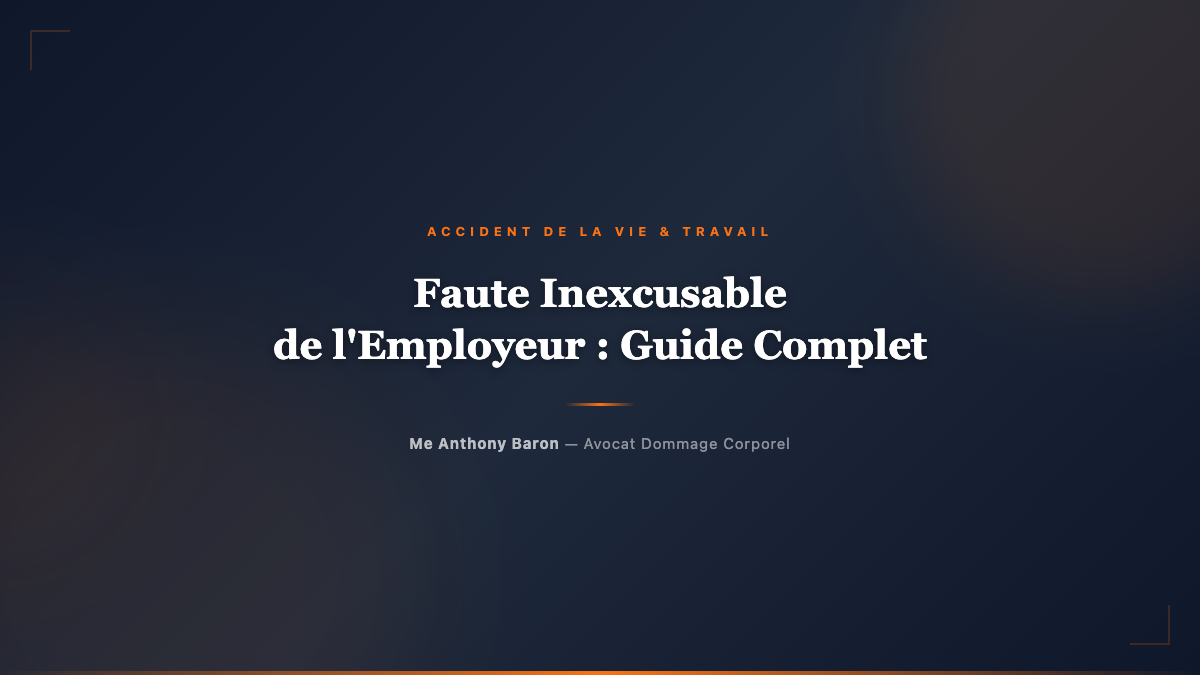 Faute Inexcusable de l'Employeur : Indemnisation Complete Accident du Travail - Avocat dommage corporel Toulouse