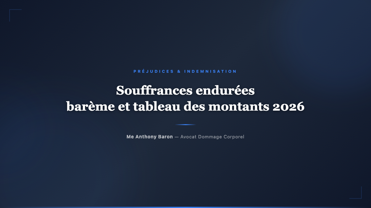 Souffrances endurées, barème et tableau des montants 2026