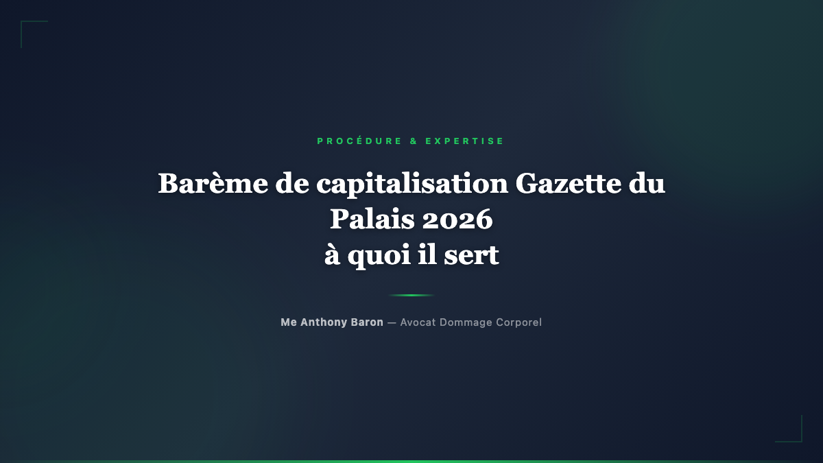 Barème de capitalisation Gazette du Palais 2026, à quoi il sert